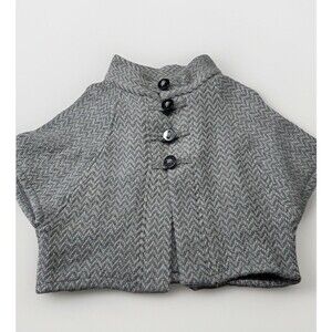 John Branigan Weavers Gray Wool Blend Cape Poncho Made in Ireland Medium